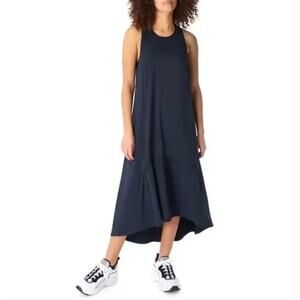 SWEATY BETTY | Black Ace Midi Dress Racerback travel Dress | Extra Small